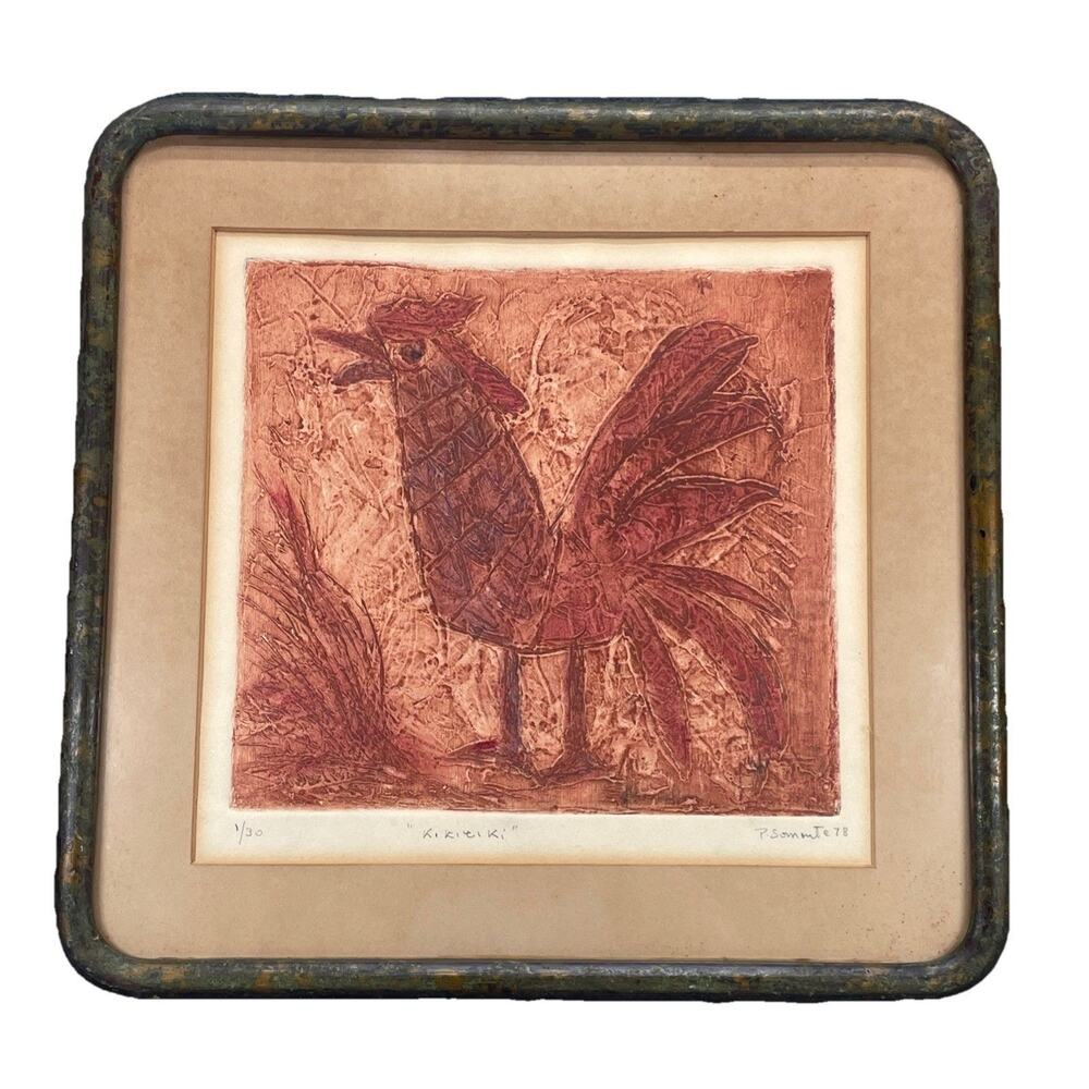 Rare Lithograph/Intaglio Artist Signed Print of "Kikiriki" Limited‎ Edition 1/30